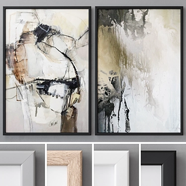 Modern Abstract Paintings Set 3D model image 1 