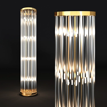 Gold Metal Glass Floor Lamp 3D model image 1 