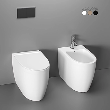 Elegant Ceramic Toilet Set 3D model image 1 