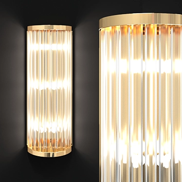 Elegant Gold Sconce with Glass Strips 3D model image 1 