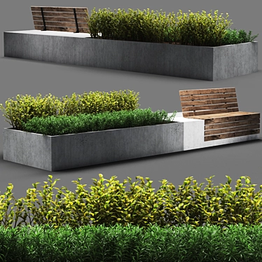 Sleek Poly Bench 3D model image 1 