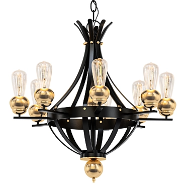 Elegant Red Gold Ball Chandelier 3D model image 1 