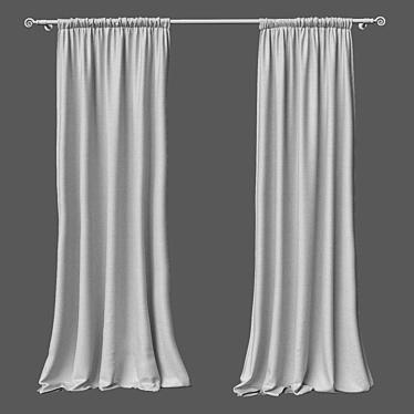 Linen Sheer Curtain 3D model image 1 