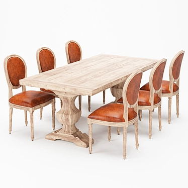 Elegant Dining Table Set 3D model image 1 