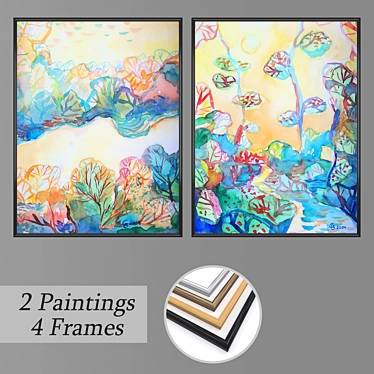 Title: Elegant Wall Painting Set 3D model image 1 