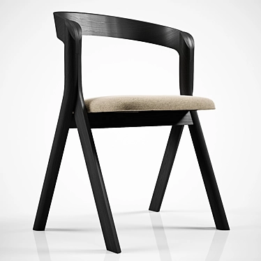 Refined Wood Armchair with Contemporary Design 3D model image 1 