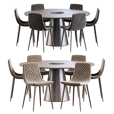 Lecco Chair & Bertoia Dining Table Set 3D model image 1 