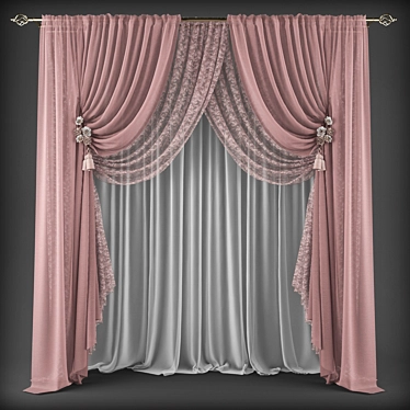 Sleek Polys Curtains 3D model image 1 