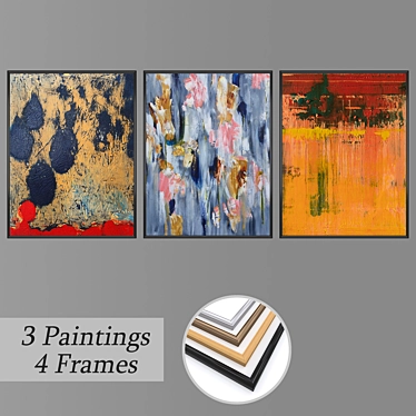 Artistic Wall Paintings Set 3D model image 1 