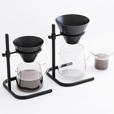 Modern Coffee Brewer Set & Glass 3D model image 1 