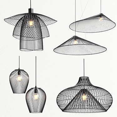 Exquisite Chandelier Collection: Papillon, Straw Hat, Abby, Dome Rattan 3D model image 1 