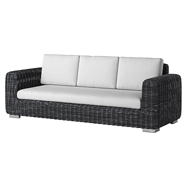 3-Seater Rattan Sofa Set 3D model image 1 