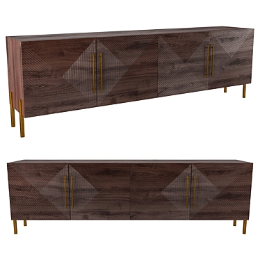 Modern Milan 4-Door Credenza 3D model image 1 