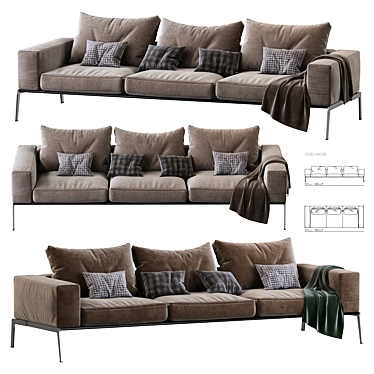 Elegant Lifesteel Sofa: Premium Comfort 3D model image 1 