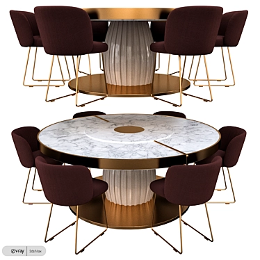 Modern Dining Circle Table Set 3D model image 1 