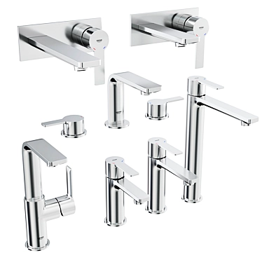 Sleek & Stylish Grohe Lineare Basin Mixers 3D model image 1 