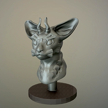 Elegant Feline Bust 3D model image 1 