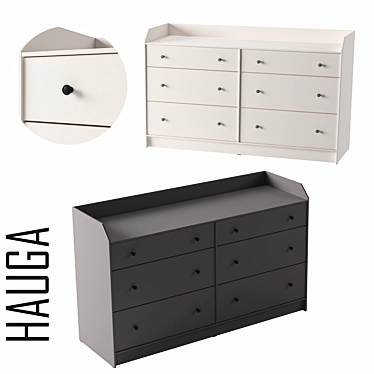 Stylish HAUGA 6-Drawer Chest 3D model image 1 