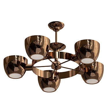 Polished Brass Midcentury Chandelier 3D model image 1 