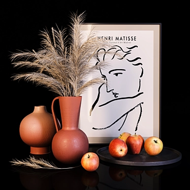 Autumn Art Decor Set: Matisse Poster, Apple Dish, Branch Pitcher & Vase 3D model image 1 