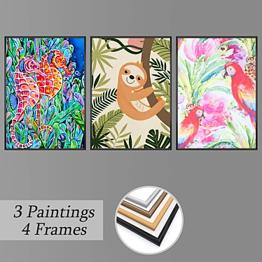 Elegant Wall Art Set with Multiple Frames 3D model image 1 