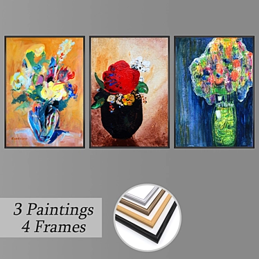 Gallery Collection: Set of 3 Wall Paintings 3D model image 1 