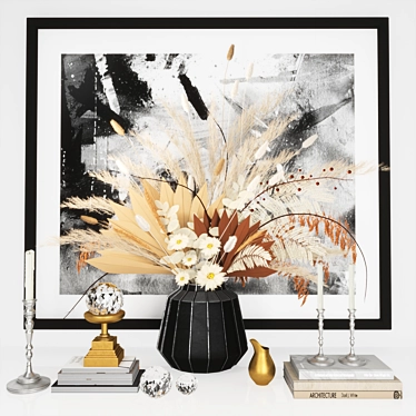 Elegant Decor Set with Vases, Flowers, and Art 3D model image 1 
