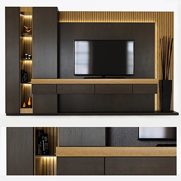 Modern TV Shelf Set with 55" TV 3D model image 1 