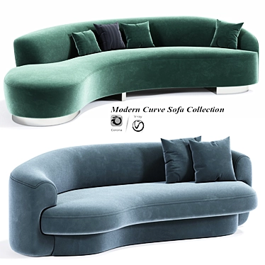 Elegant Freeform Vladimir Kagan Canape Sofa 3D model image 1 