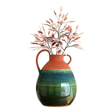 Ashland Teal Ceramic Vase: Fall Arrangement 3D model image 1 