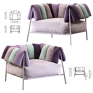 Stylish Armchair: Tirella by Bonaldo 3D model image 1 