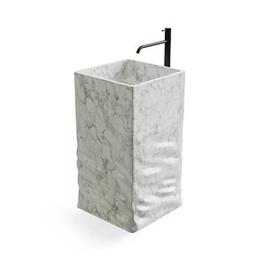 Elegant Carrara Marble Washbasin 3D model image 1 