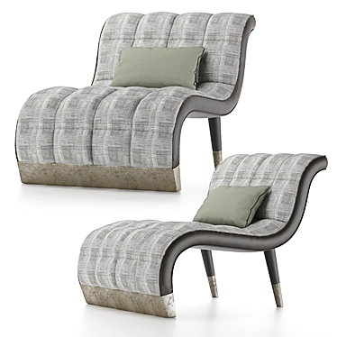 Bonnie_2 Tufted Fabric Armchair: Modern Elegance in Black and Bronze 3D model image 1 
