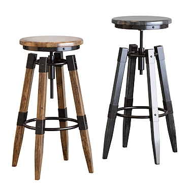 Industrial Vintage Metal Bar Stool 3D model image 1 