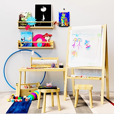 Title: MÅLA Children's Easel Set 3D model image 1 