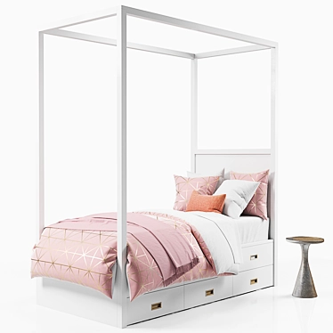 Elegant Avalon Canopy Bed: Stylish Trundle Option 3D model image 1 