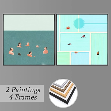 Modern Wall Art Set with Multiple Frames 3D model image 1 