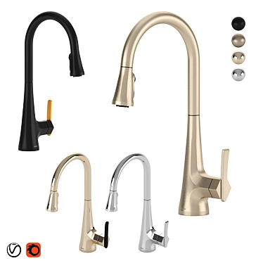 Sleek Sinema High Arc Kitchen Faucet 3D model image 1 