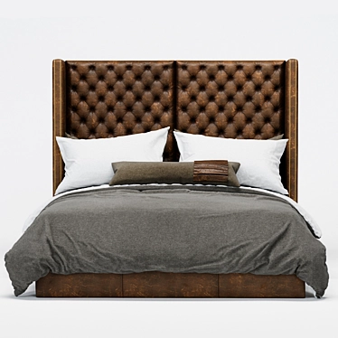 Sleek Leather Memphis Bed 3D model image 1 