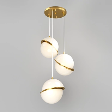 Modern Brass Pendant Light with Acrylic Shades 3D model image 1 