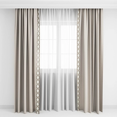 Elegant Border Curtains 3D model image 1 