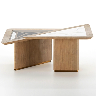 Luxury Oak Veneer Center Table 3D model image 1 