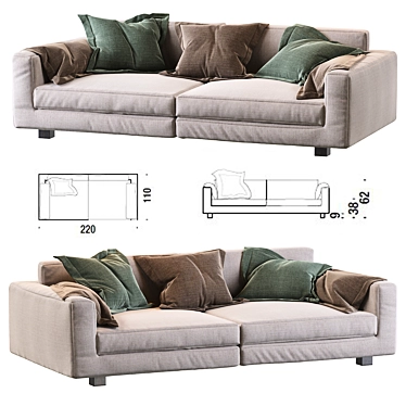 Sleek Nebula Nine Sofa - Moroso 3D model image 1 