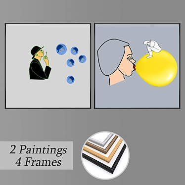 Modern Set of Wall Paintings 3D model image 1 