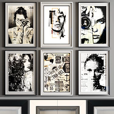 Sleek 6-Piece Art Frame Set 3D model image 1 