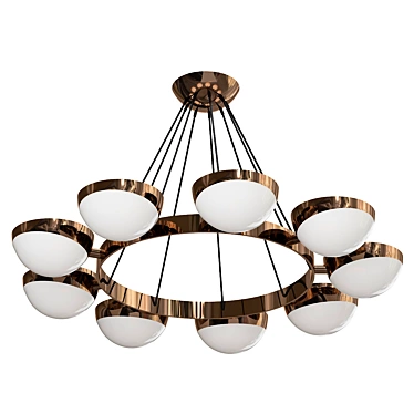 Vintage Stilnovo Brass Glass Ceiling Lamp 3D model image 1 