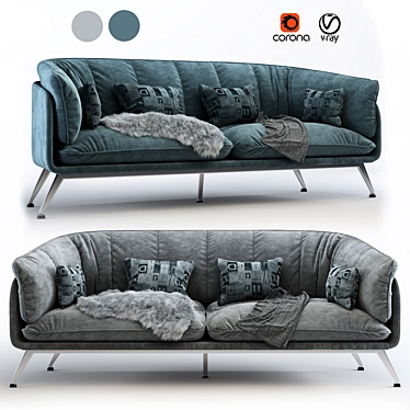Yousheng 3-Seater Sofa: Comfortable and Stylish 3D model image 1 