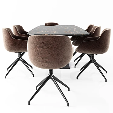 Sleek Echo Table. Elegant Elle Armchair. 3D model image 1 