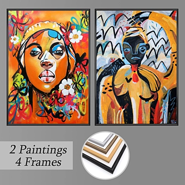 Title: Artistry Set: Framed Wall Paintings 3D model image 1 