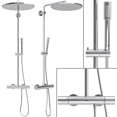 Luxury Rainshower System: 400mm Head 3D model image 1 